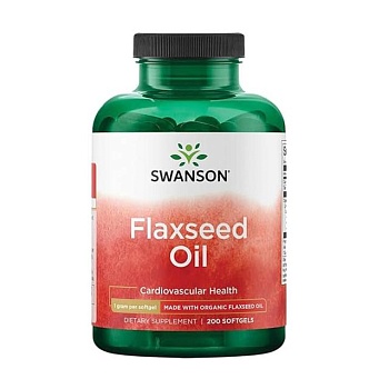 foto дієтична добавка в гелевих капсулах swanson flaxseed oil лляна олія, 200 шт