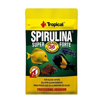 foto корм для травоядных аквариумных рыб tropical super spirulina forte со спирулиной, 12 г