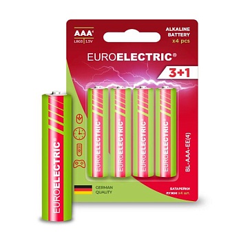 foto щелочная батарейка euroelectric aaa lr03, 1.5v, 4 шт