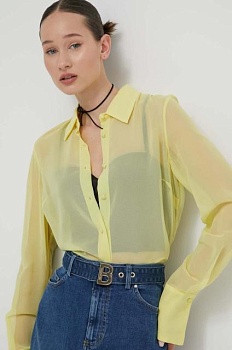 foto сорочка blugirl blumarine жіноча колір жовтий regular класичний комір
