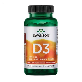 foto дієтична добавка вітаміни в капсулах swanson vitamin d3 вітамін d3, 1000 мо, 25 мкг, 250 шт