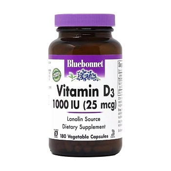 foto дієтична добавка вітаміни в капсулах bluebonnet nutrition vitamin d3 1000 мо, 180 шт