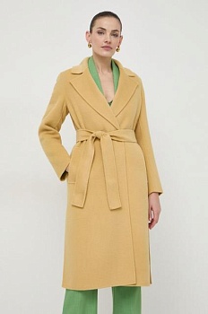 foto шерстяное пальто marella цвет жёлтый переходной двубортный