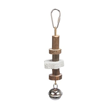 foto игрушка для птиц trixie natural living мел с деревянной игрушкой и колокольчиком, 16 см (58951)