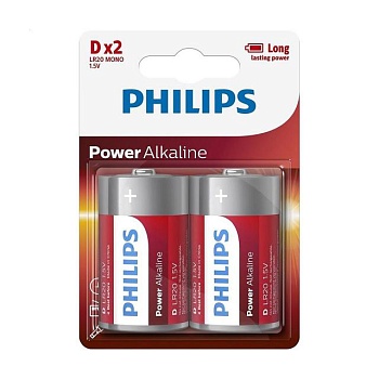 foto батарейка philips power alkaline c/lr14, 2 шт