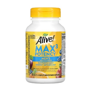 foto диетическая добавка мультивитамина в таблетках nature's way alive! max3 potency men's multivitamin для мужчин, 90 шт