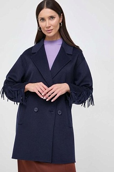 foto шерстяное пальто twinset цвет синий переходной двубортный