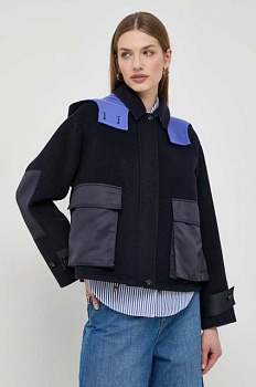 foto шерстяная куртка-бомбер max&co. цвет синий переходная oversize