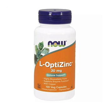 foto диетическая добавка в капсулах now foods l-optizinc l-оптицинк, 30 мг, 100 шт