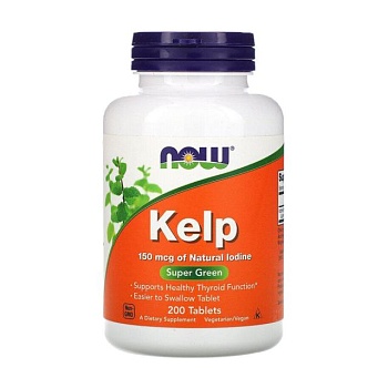 foto диетическая добавка в таблетках now foods kelp натуральный йод (ламинария) 150 мкг, 200 шт