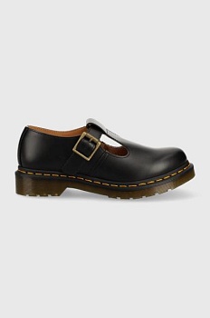 foto кожаные туфли dr. martens женские цвет чёрный на плоском ходу dm14852001.polley-black.smth