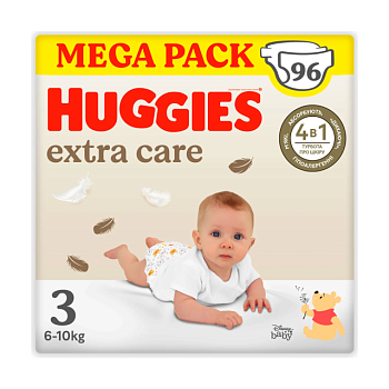foto подгузники huggies extra care box размер 3 (6-10 кг), 96 шт